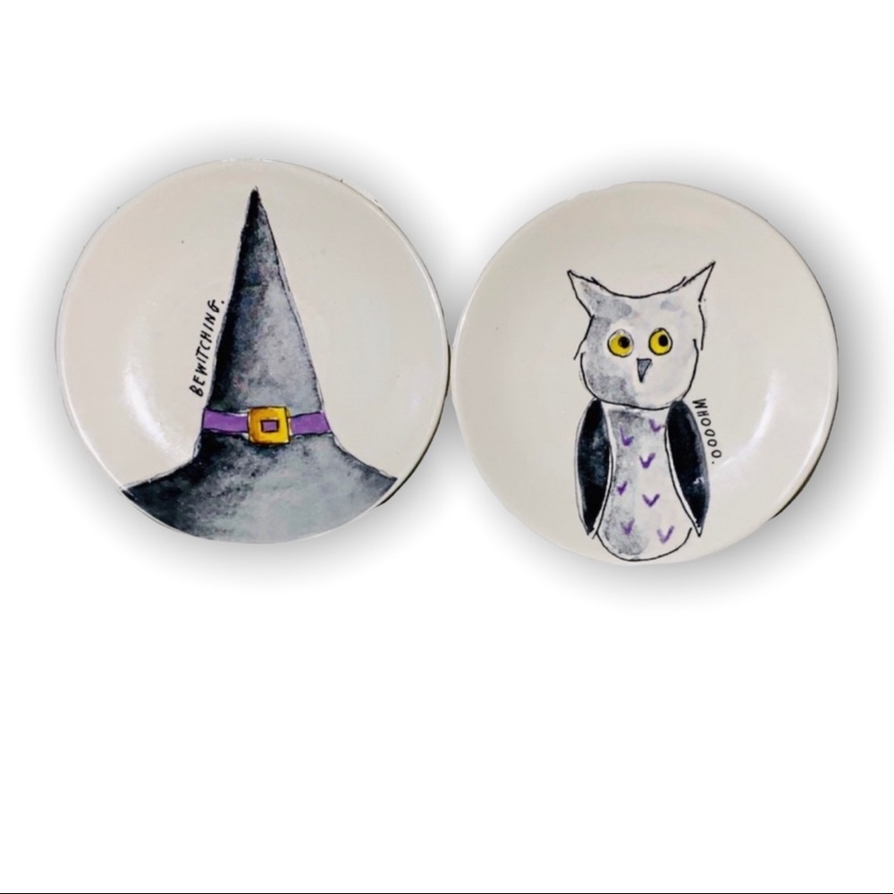 Set of 2 Vintage Rae Dunn Halloween Decor Plates